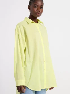 Blusar & Skjortor>Lindex Bomullsskjorta Med Lang Arm Green