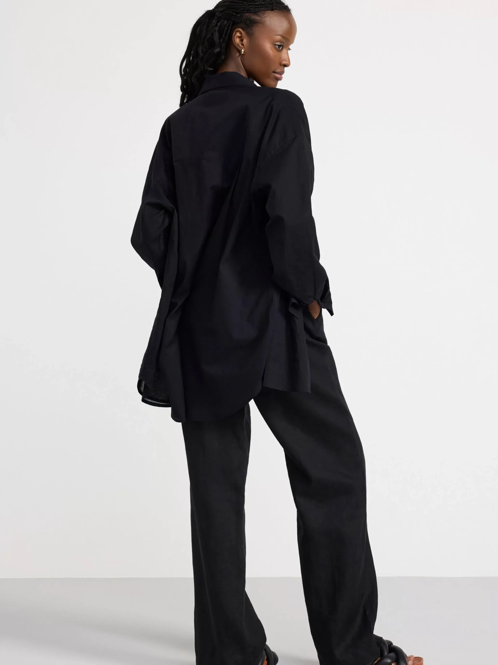 Blusar & Skjortor>Lindex Bomullsskjorta Med Lang Arm Black
