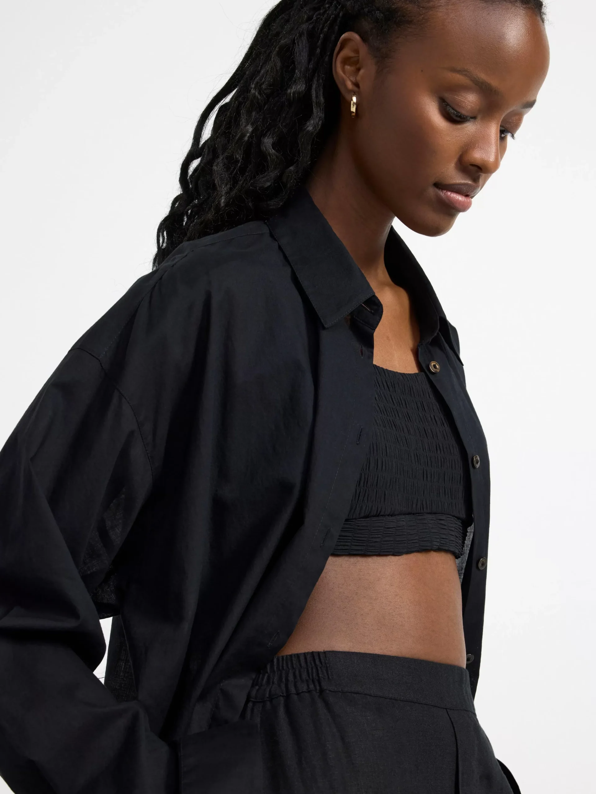Blusar & Skjortor>Lindex Bomullsskjorta Med Lang Arm Black