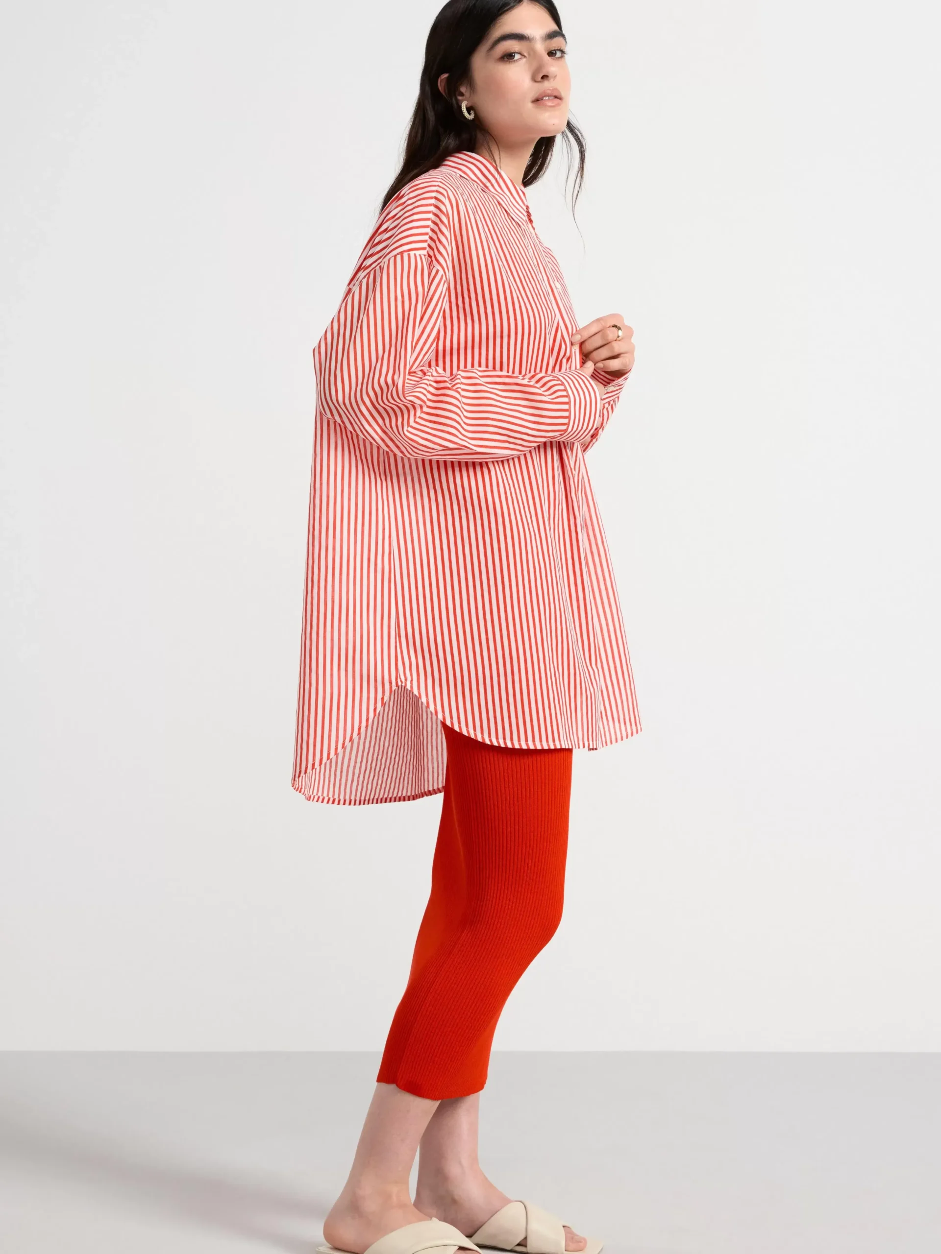 Blusar & Skjortor>Lindex Bomullsskjorta Med Lang Arm Red
