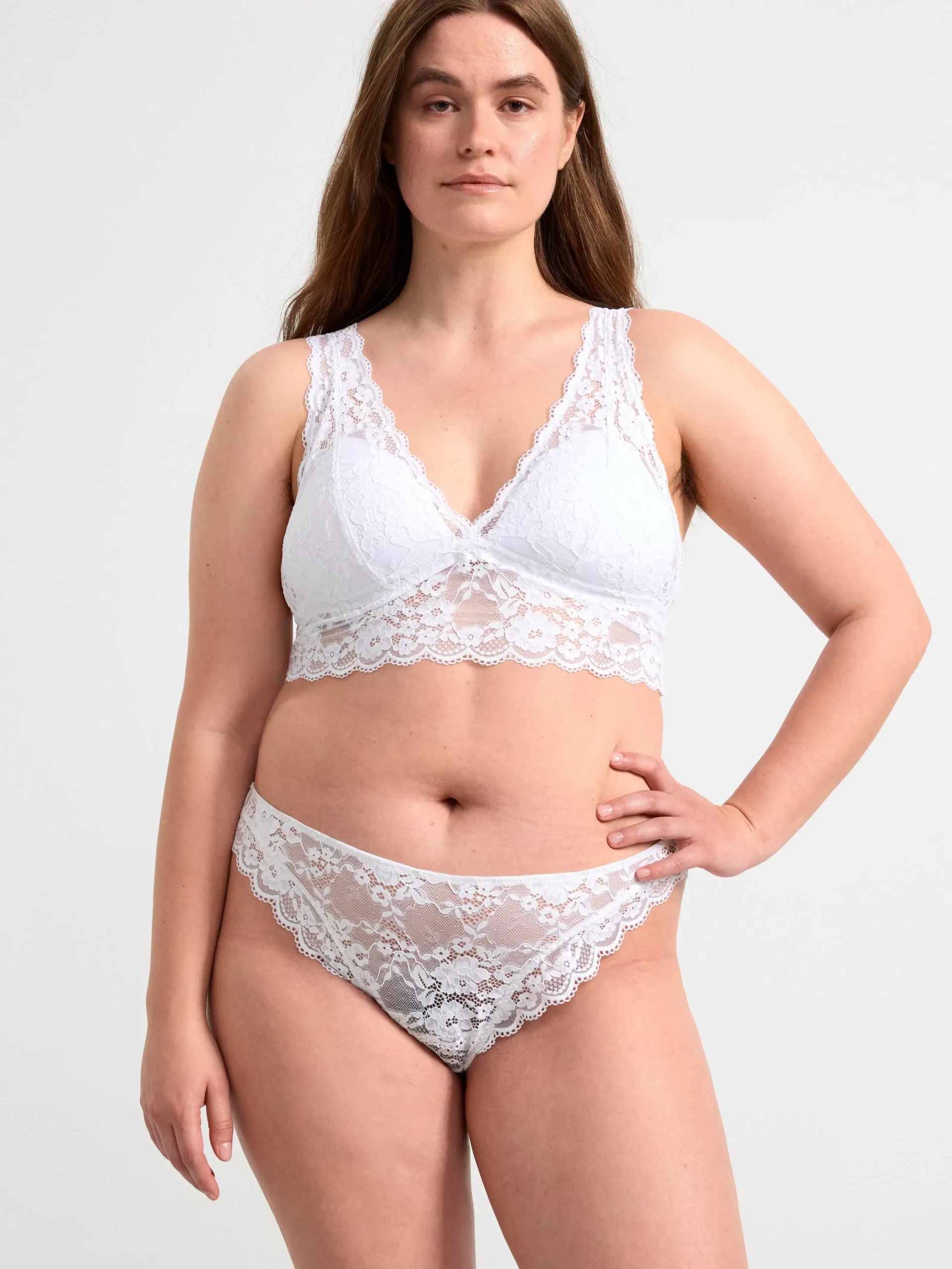 Bh>Lindex Bralette Med Spets White