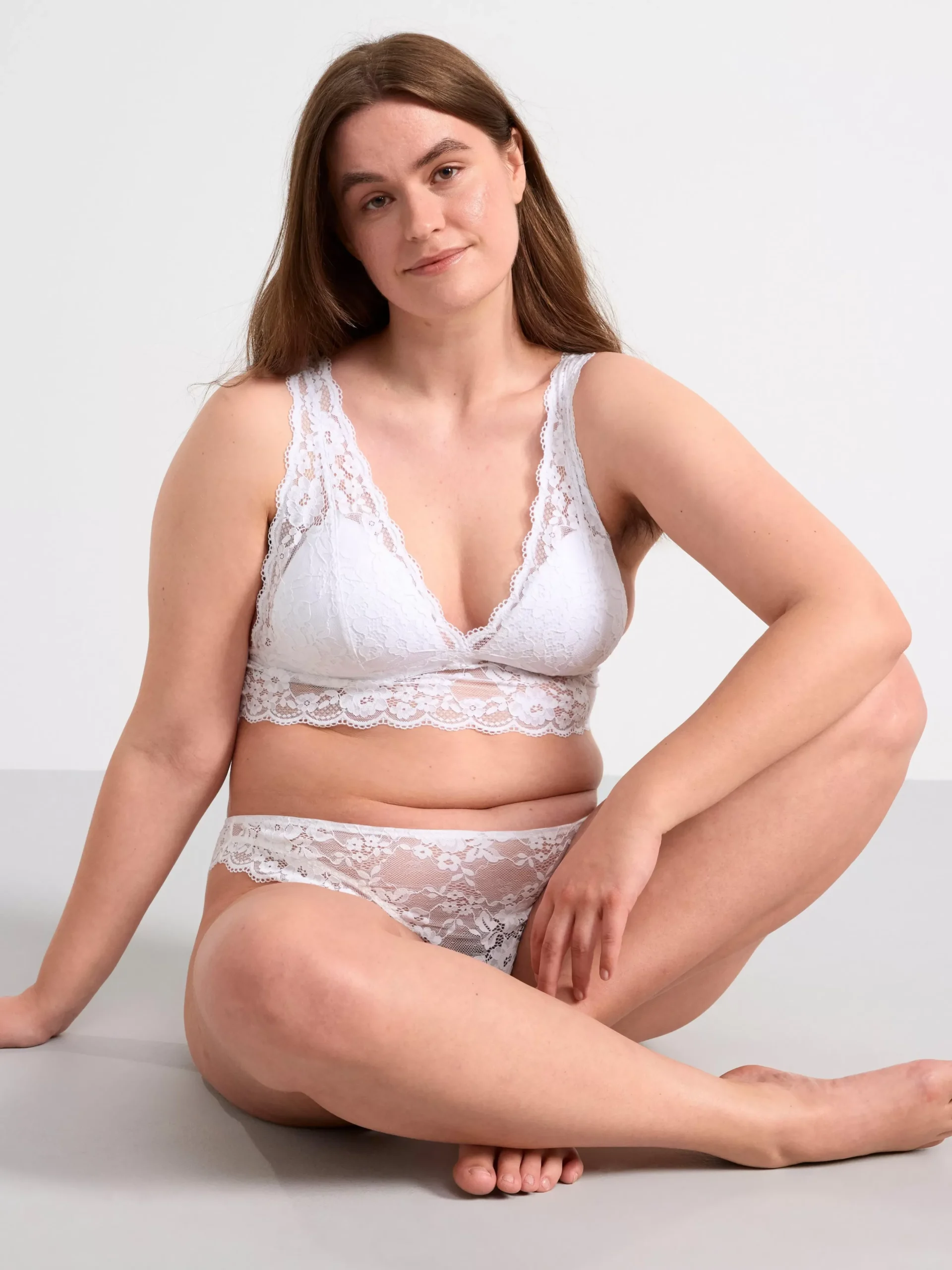 Bh>Lindex Bralette Med Spets White