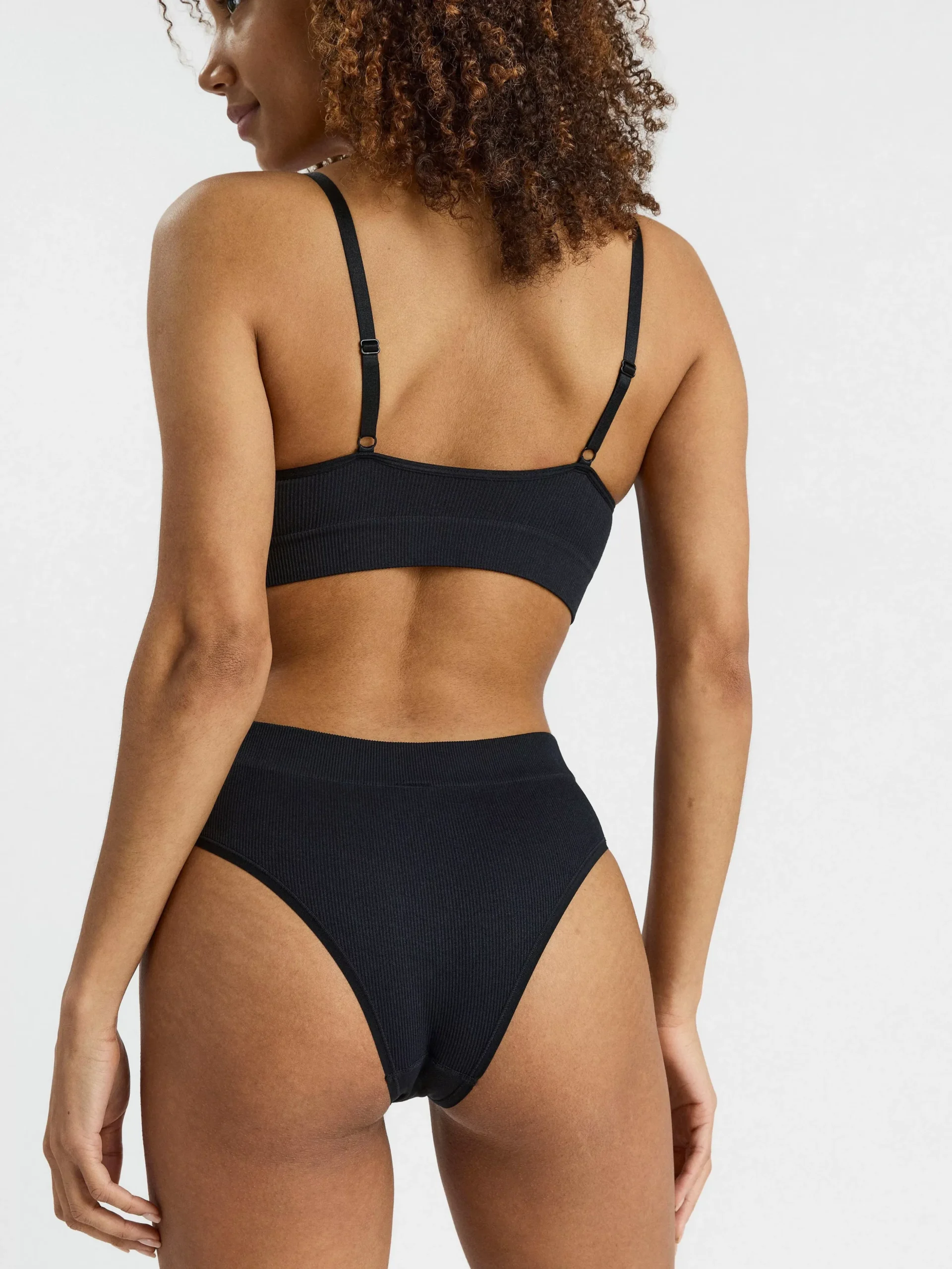 Trosor>Lindex Brazilian High Ribbad Seamless-Trosa Black