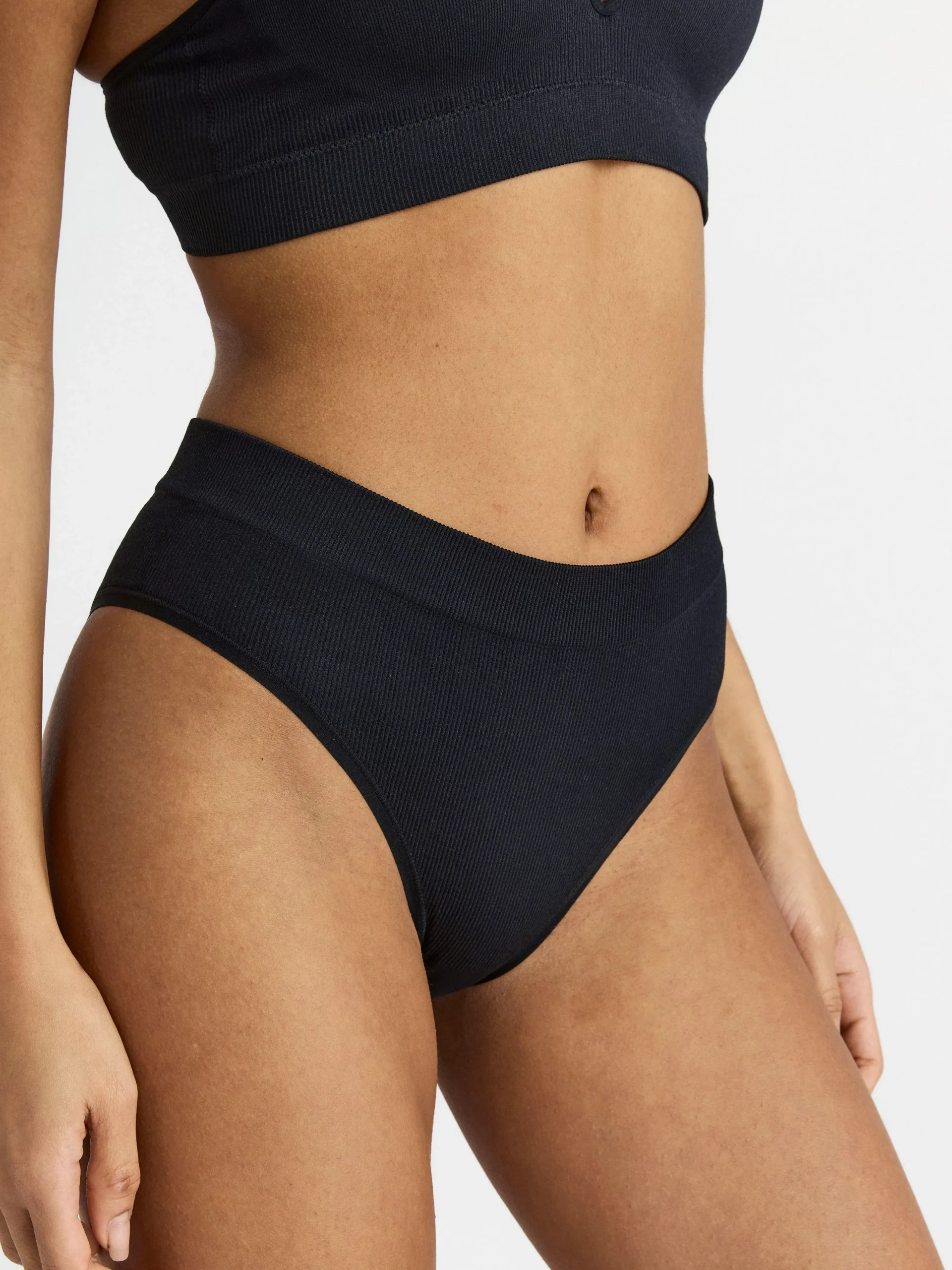 Trosor>Lindex Brazilian High Ribbad Seamless-Trosa Black