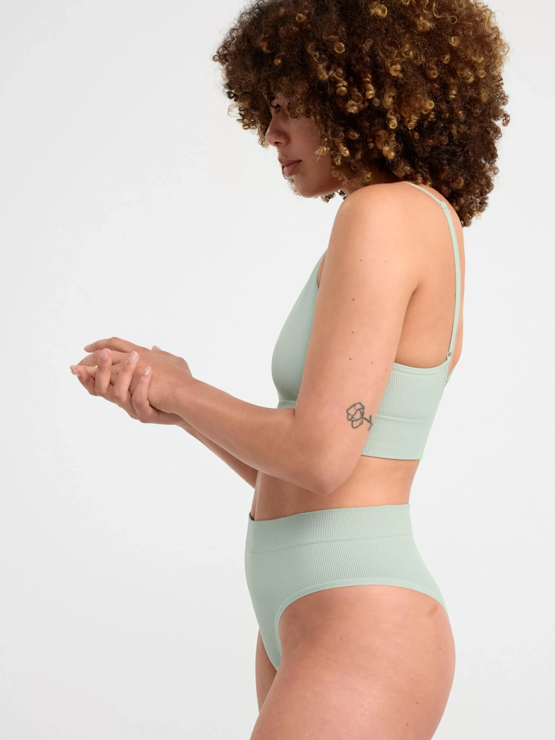 Trosor>Lindex Brazilian High Waist Seamless Trosa Light Dusty Green