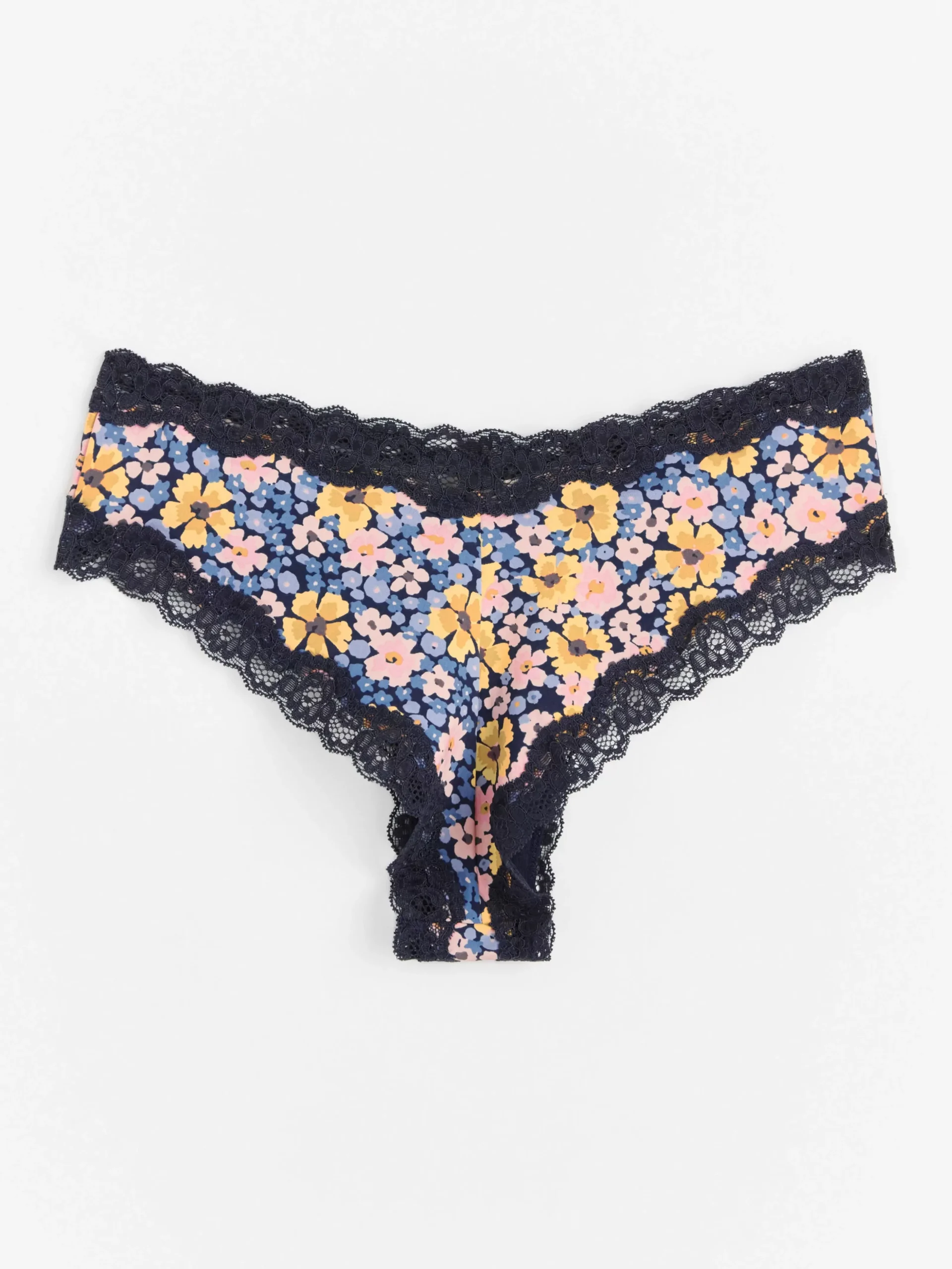Trosor>Lindex Brazilian Low Waist Trosa Med Hogt Skuret Ben Och Blommor Navy