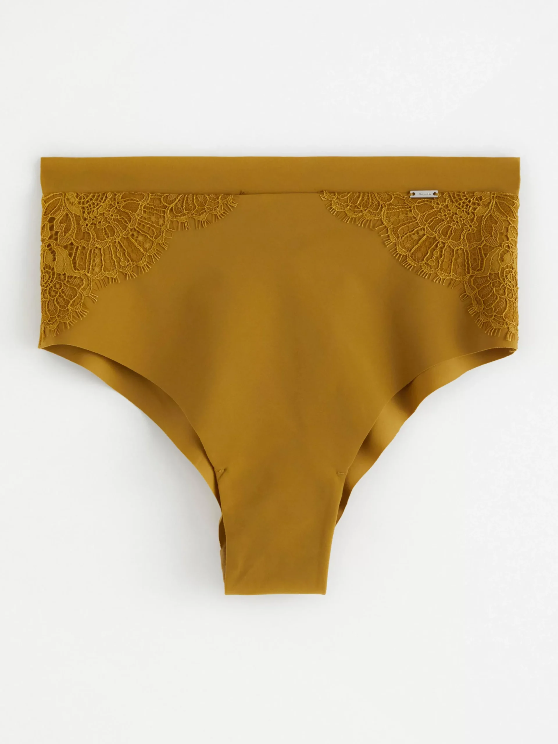 Trosor>Lindex Brazilian Trosa Med Hog Midja Och Spets Dark Dusty Yellow