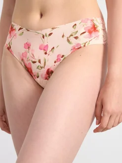 Trosor>Lindex Brazilian Trosa Med Normalhog Midja Och Blommor Lt Pink