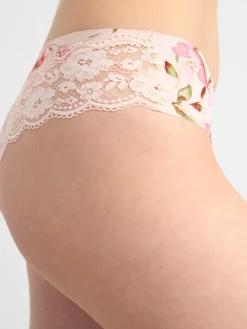 Trosor>Lindex Brazilian Trosa Med Normalhog Midja Och Blommor Lt Pink