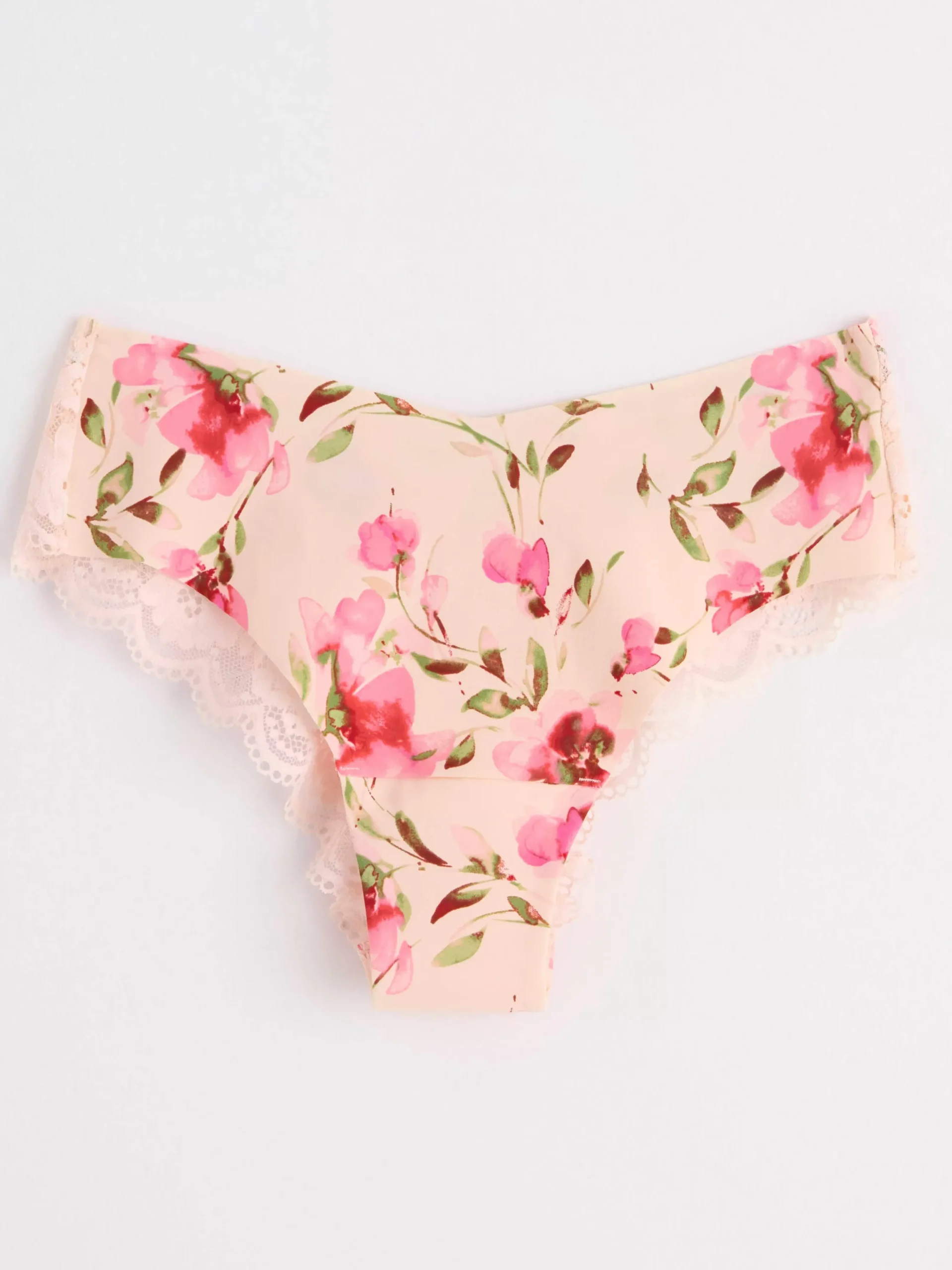Trosor>Lindex Brazilian Trosa Med Normalhog Midja Och Blommor Lt Pink