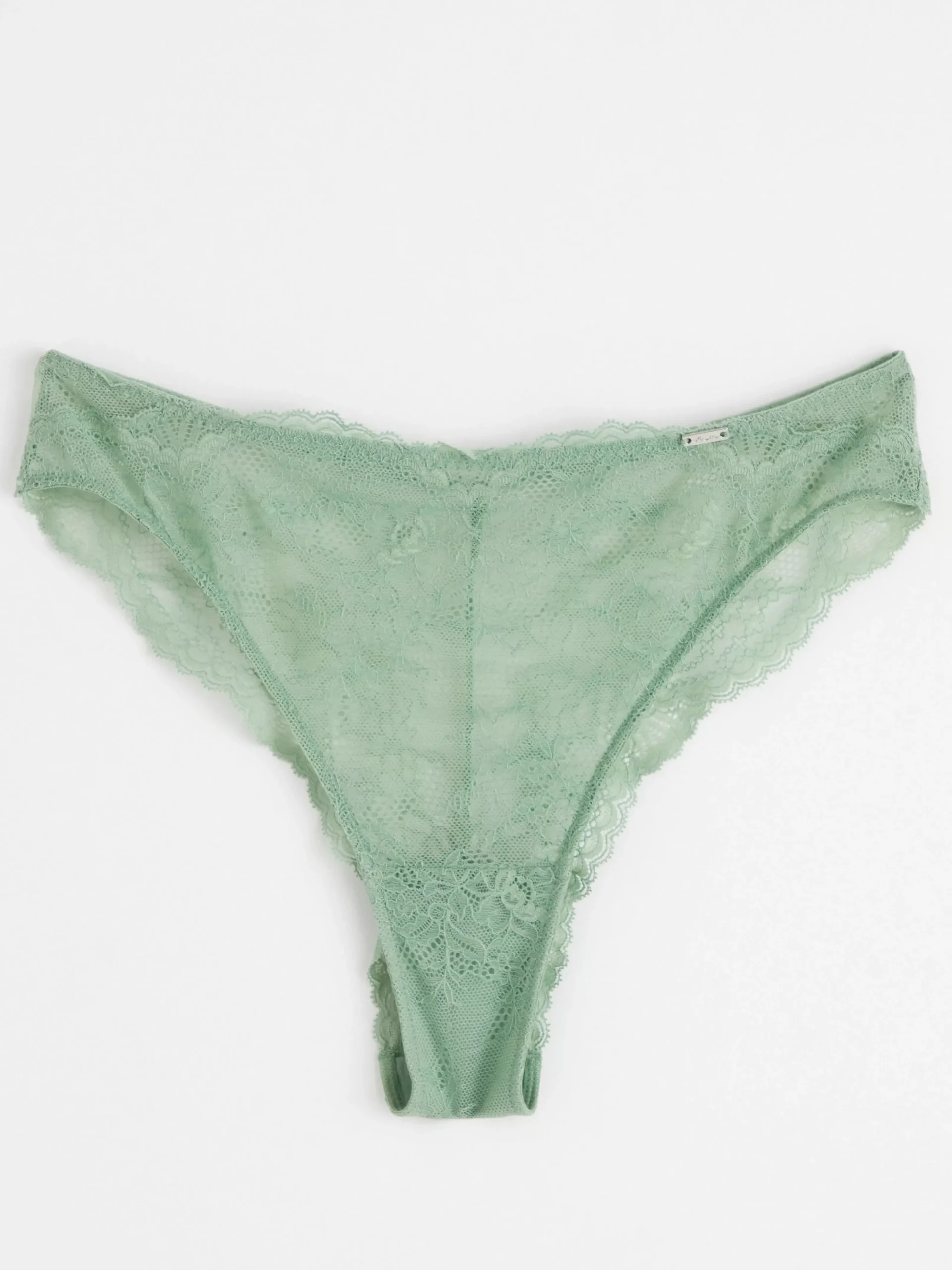 Trosor>Lindex Brazilian Trosa Midi Waist Med Spets Light Dusty Green