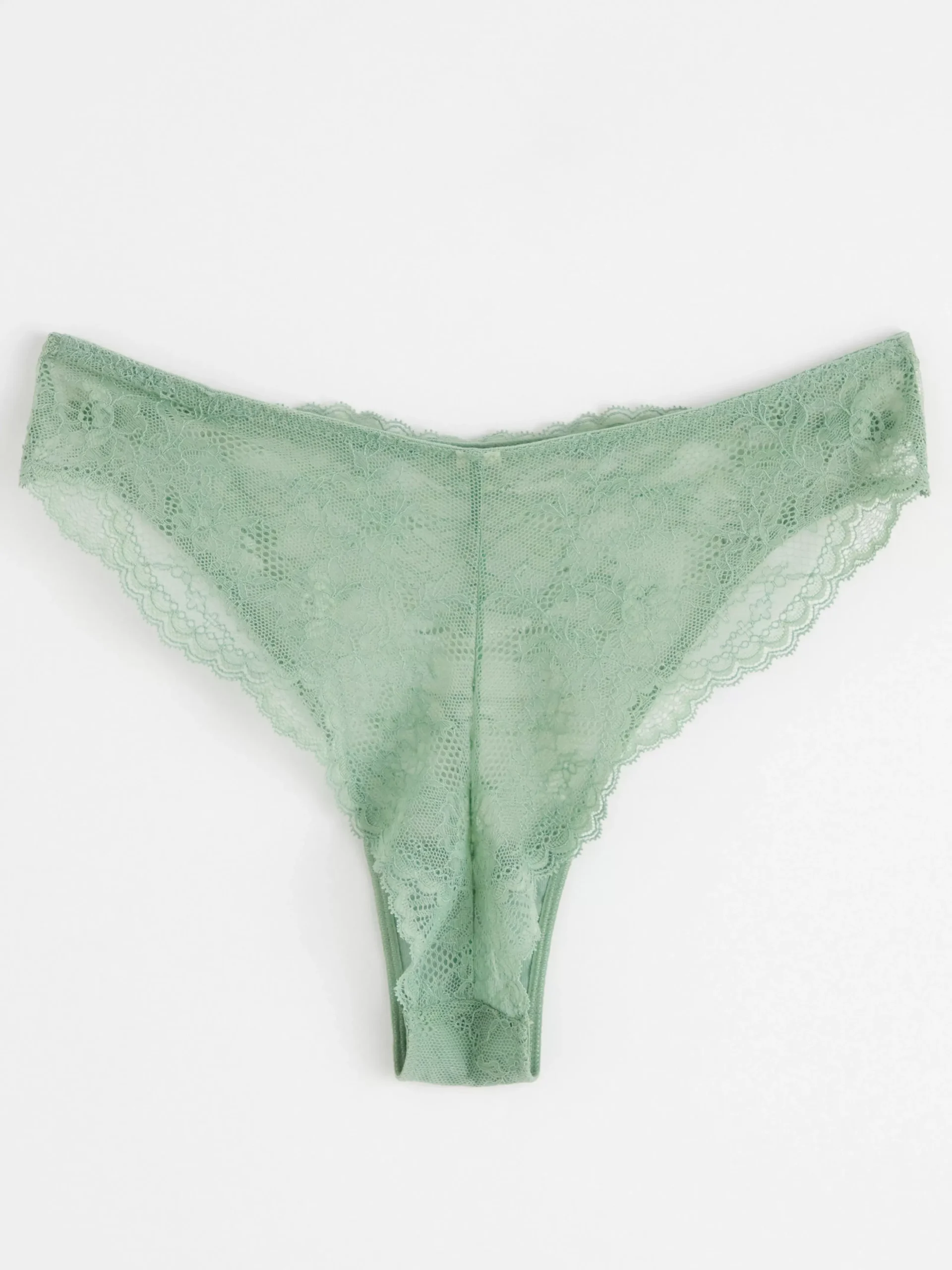 Trosor>Lindex Brazilian Trosa Midi Waist Med Spets Light Dusty Green
