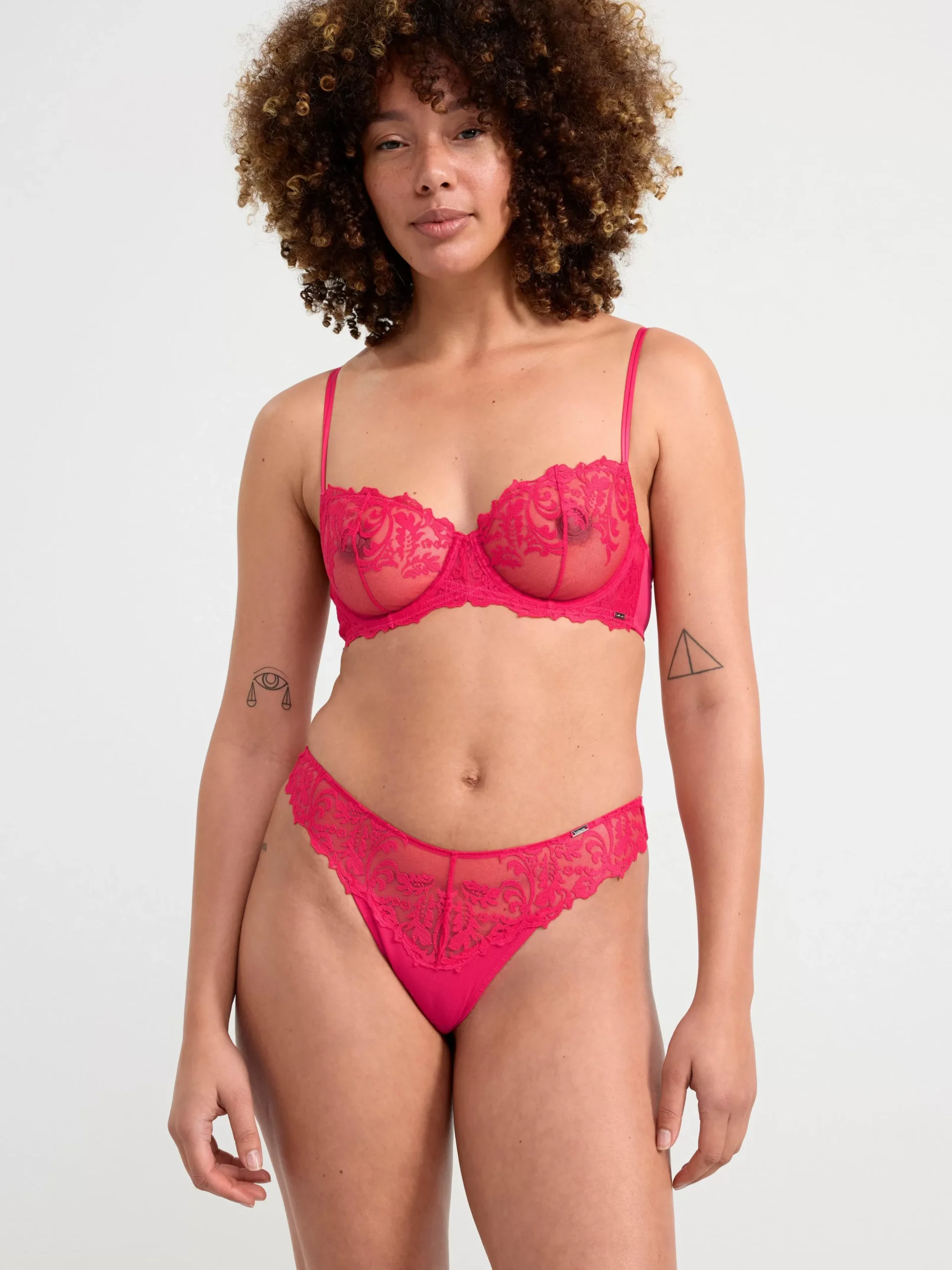 Trosor>Lindex Brazilian Trosa Regular Waist Med Spets Red