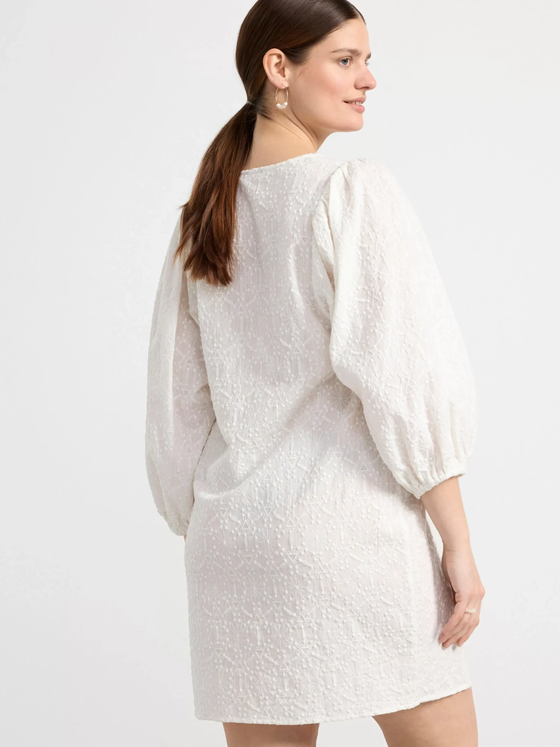 Blusar & Skjortor>Lindex Broderad Tunika Med Puffarm Light White