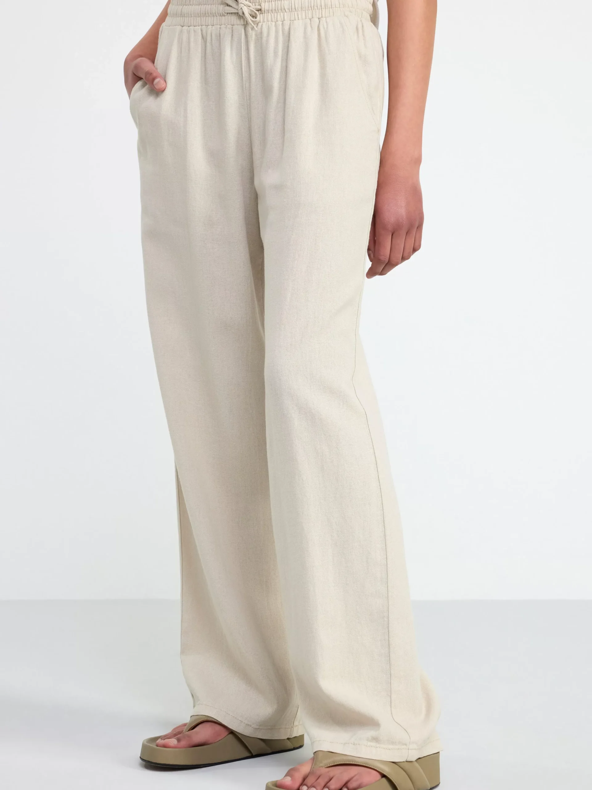 Byxor & Leggings>Lindex Byxa I Linneblandning Light Beige