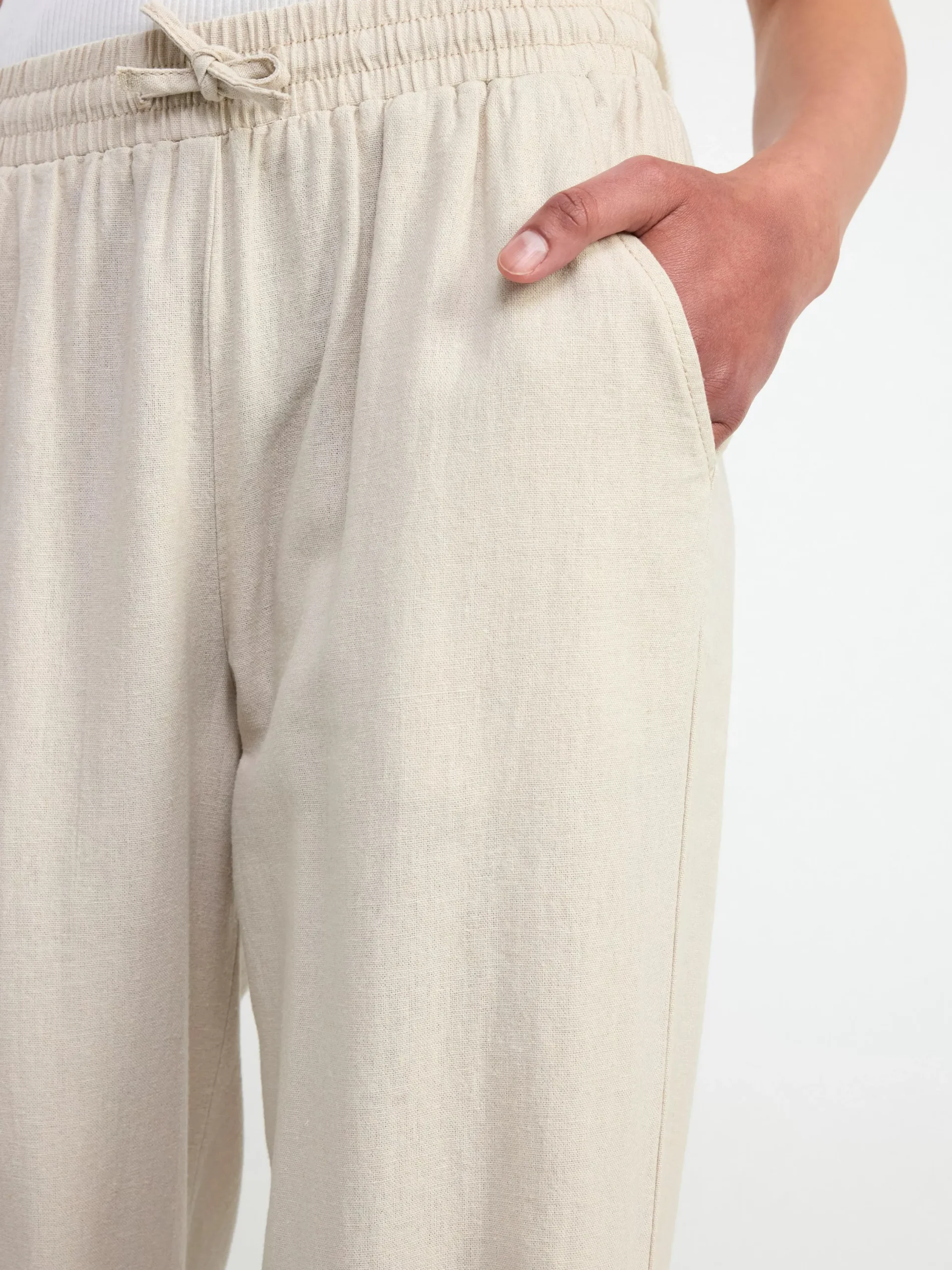 Byxor & Leggings>Lindex Byxa I Linneblandning Light Beige