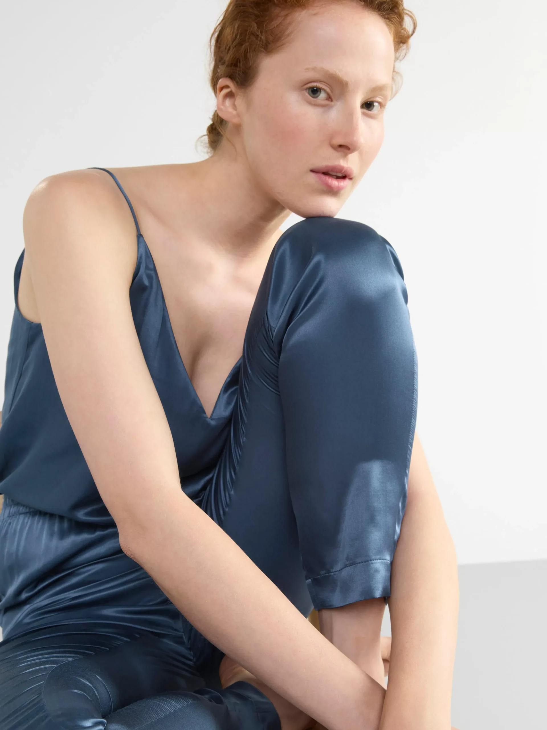 Byxor>Lindex Byxa I Sidenblandning Dusty Blue