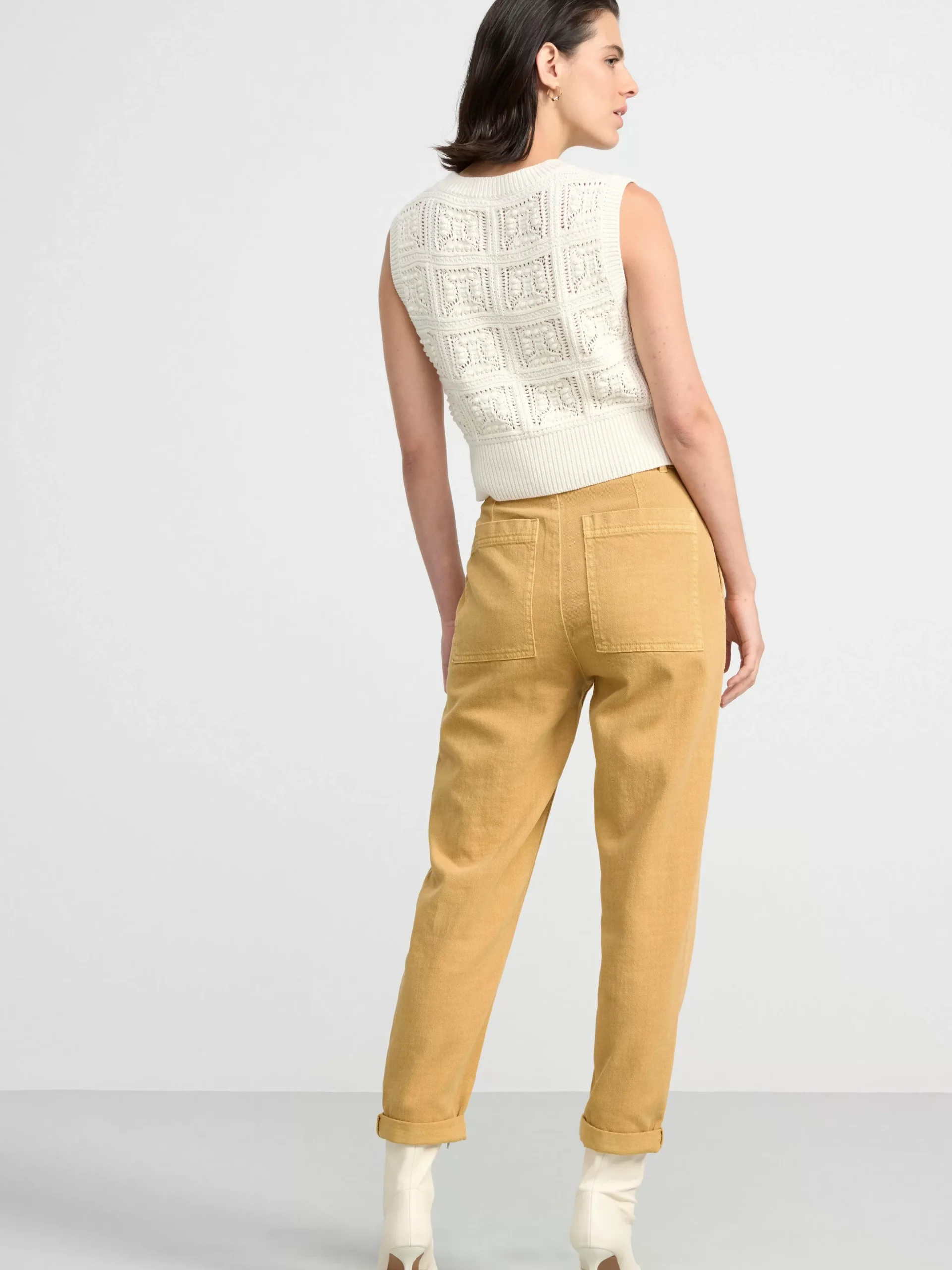 Byxor>Lindex Byxa Med Avsmalnat Ben Och Stora Fickor Dusty Yellow