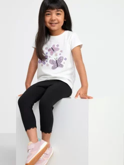 Byxor & Leggings>Lindex Caprileggings Med Spetskant Off Black