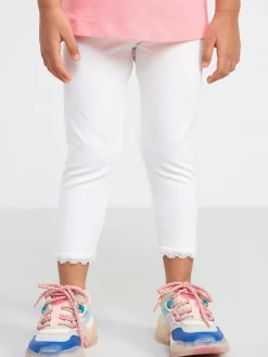 Byxor & Leggings>Lindex Caprileggings Med Spetskant Light Dusty White