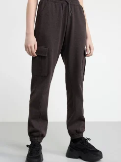 Byxor & Leggings>Lindex Cargo-Mjukisbyxa Med Borstad Insida Off Black