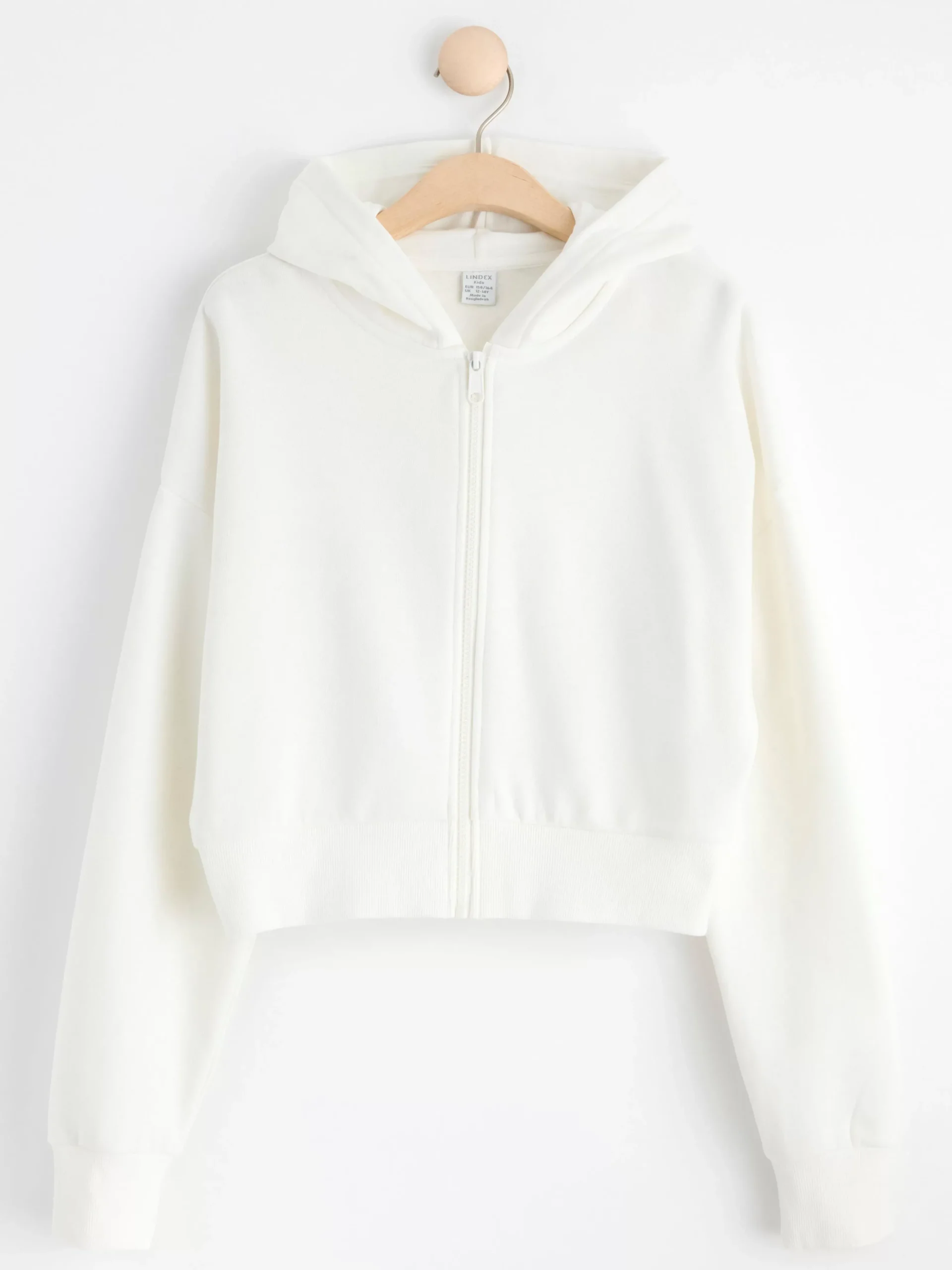 Tröjor & Cardigans>Lindex Croppad Hoodie Med Dragkedja Off White