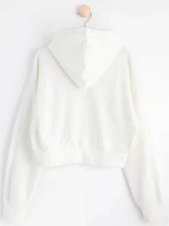 Tröjor & Cardigans>Lindex Croppad Hoodie Med Dragkedja Off White