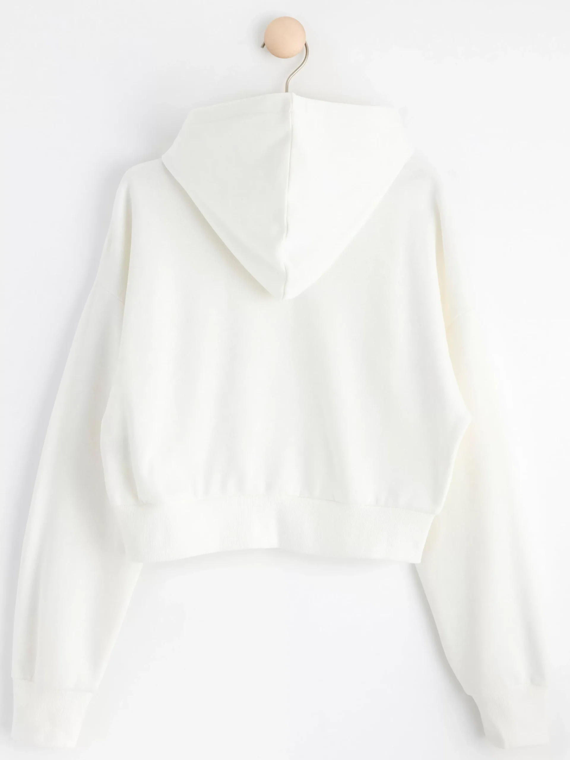 Tröjor & Cardigans>Lindex Croppad Hoodie Med Dragkedja Off White