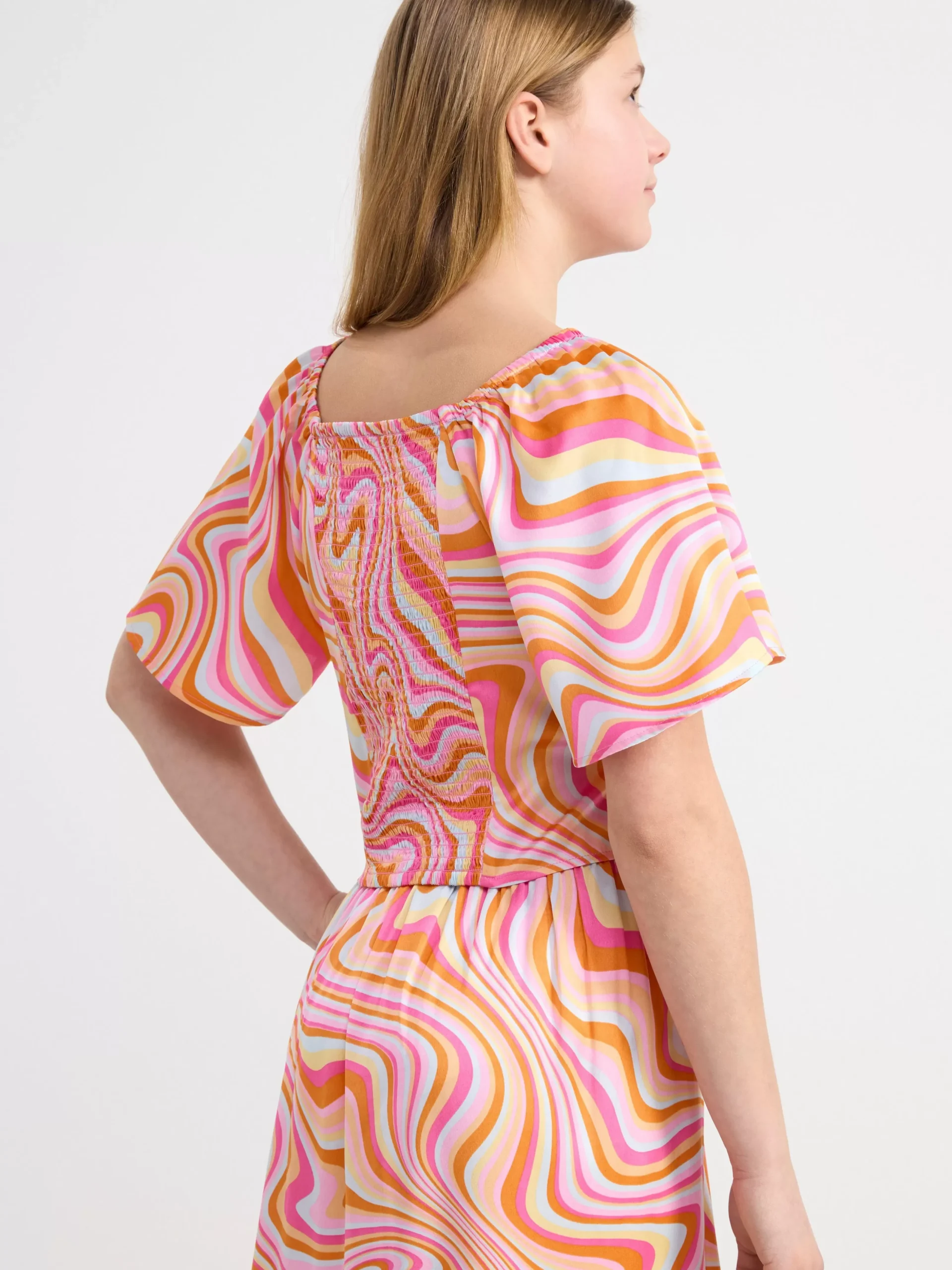 Toppar & T-Shirts>Lindex Croppad Satinblus Light Orange