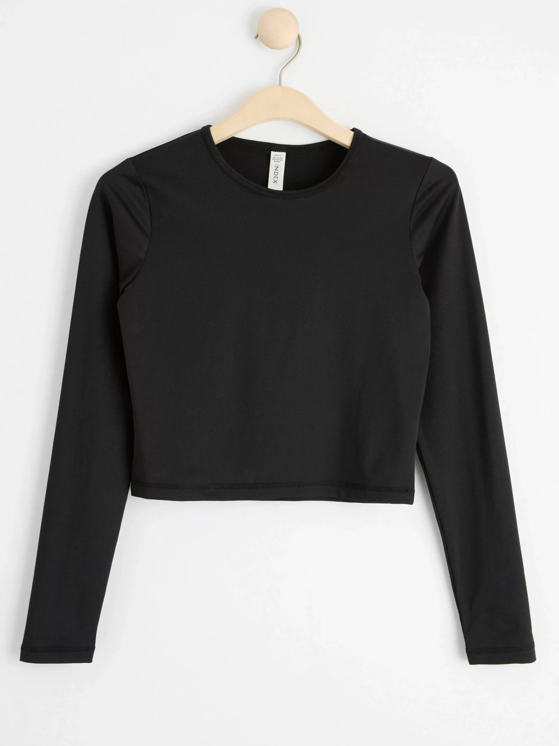 Träningskläder>Lindex Croppad Sporttopp Med Lang Arm Black