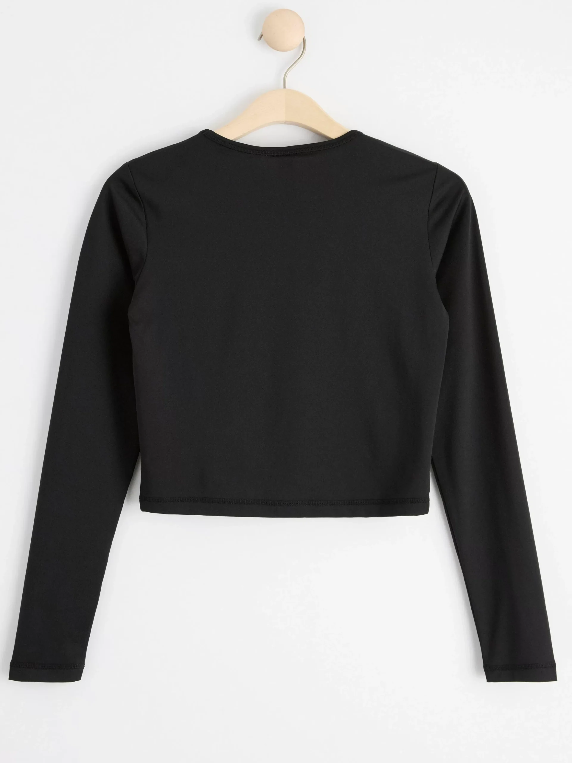 Träningskläder>Lindex Croppad Sporttopp Med Lang Arm Black