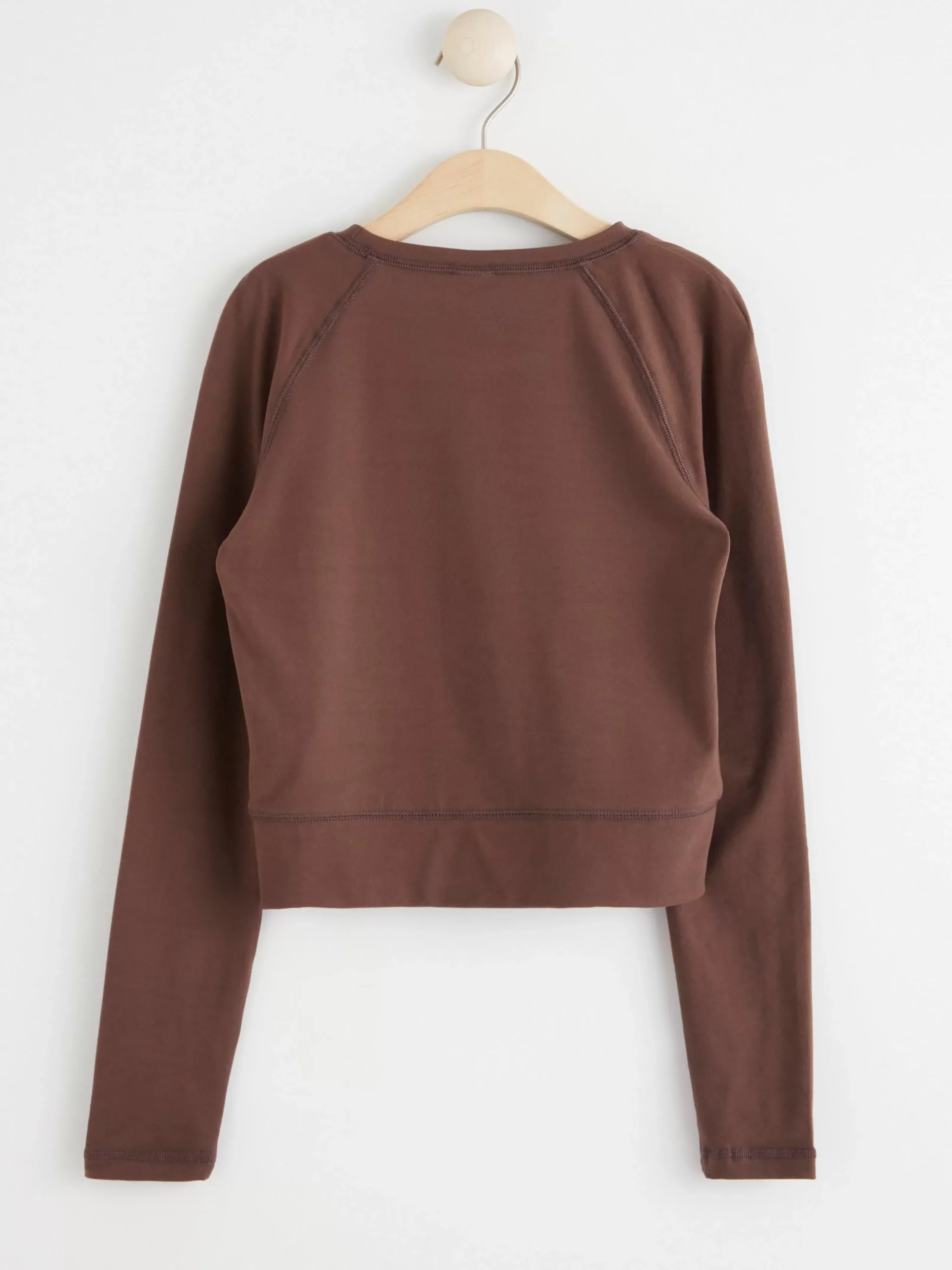 Toppar & T-Shirts>Lindex Croppad Traningstopp Med Lang Arm Dark Dusty Brown