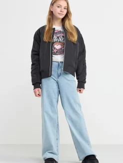 Toppar & T-Shirts>Lindex Croppad T-Shirt Med Tryck Lt Grey Melange