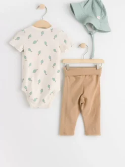 Set>Lindex 3-Delat Set For Nyfodda Light Dusty Aqua