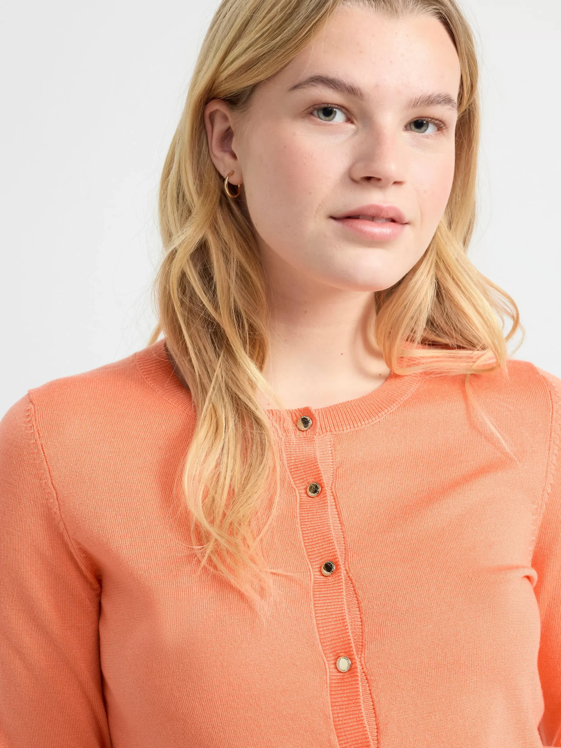 Tröjor & Cardigans>Lindex Finstickad Cardigan Light Orange