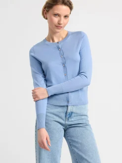 Tröjor & Cardigans>Lindex Finstickad Cardigan Light Blue