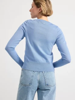 Tröjor & Cardigans>Lindex Finstickad Cardigan Light Blue