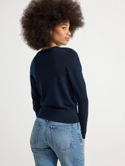 Tröjor & Cardigans>Lindex Finstickad Cardigan Navy
