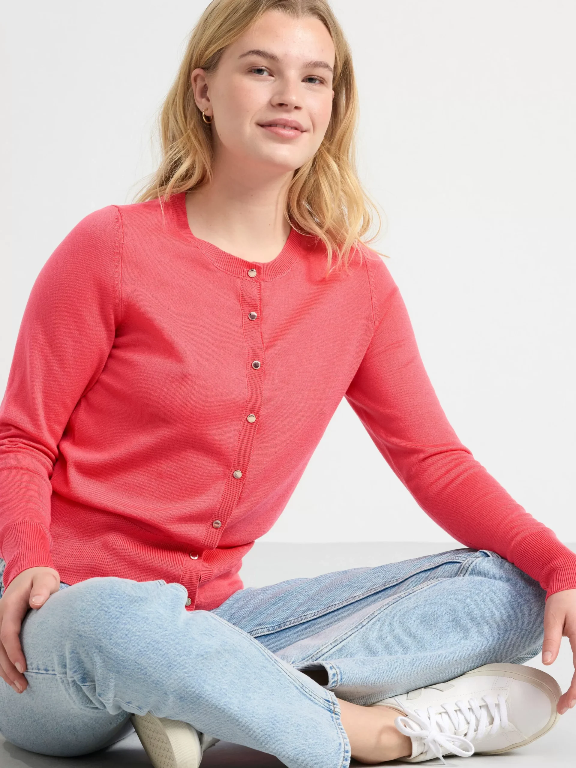 Tröjor & Cardigans>Lindex Finstickad Cardigan Dark Pink