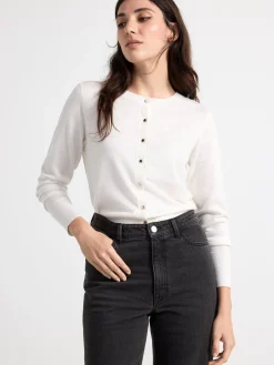 Tröjor & Cardigans>Lindex Finstickad Cardigan Off White