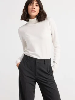 Tröjor & Cardigans>Lindex Finstickad Polotroja Off White