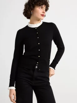 Tröjor & Cardigans>Lindex Finstickad Svart Cardigan Black
