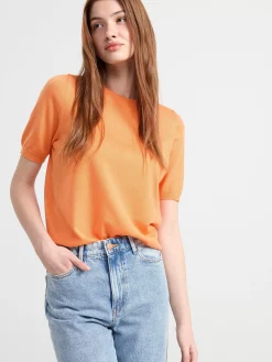 Tröjor & Cardigans>Lindex Finstickad Troja Med Kort Arm Light Orange