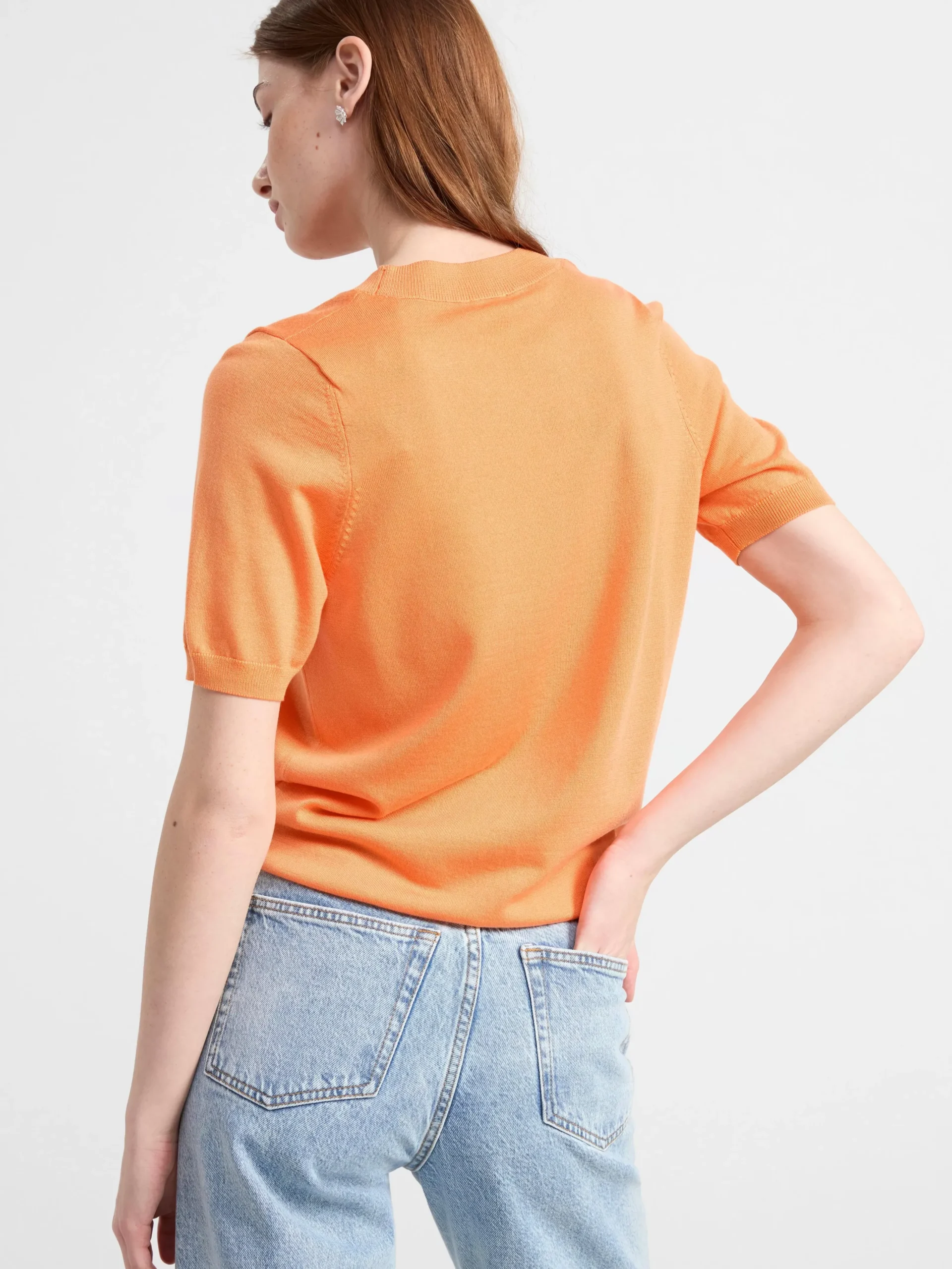 Tröjor & Cardigans>Lindex Finstickad Troja Med Kort Arm Light Orange