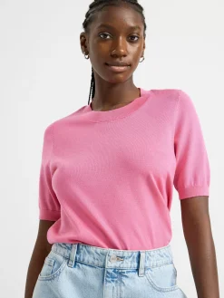 Tröjor & Cardigans>Lindex Finstickad Troja Med Kort Arm Pink