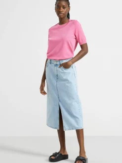 Tröjor & Cardigans>Lindex Finstickad Troja Med Kort Arm Pink