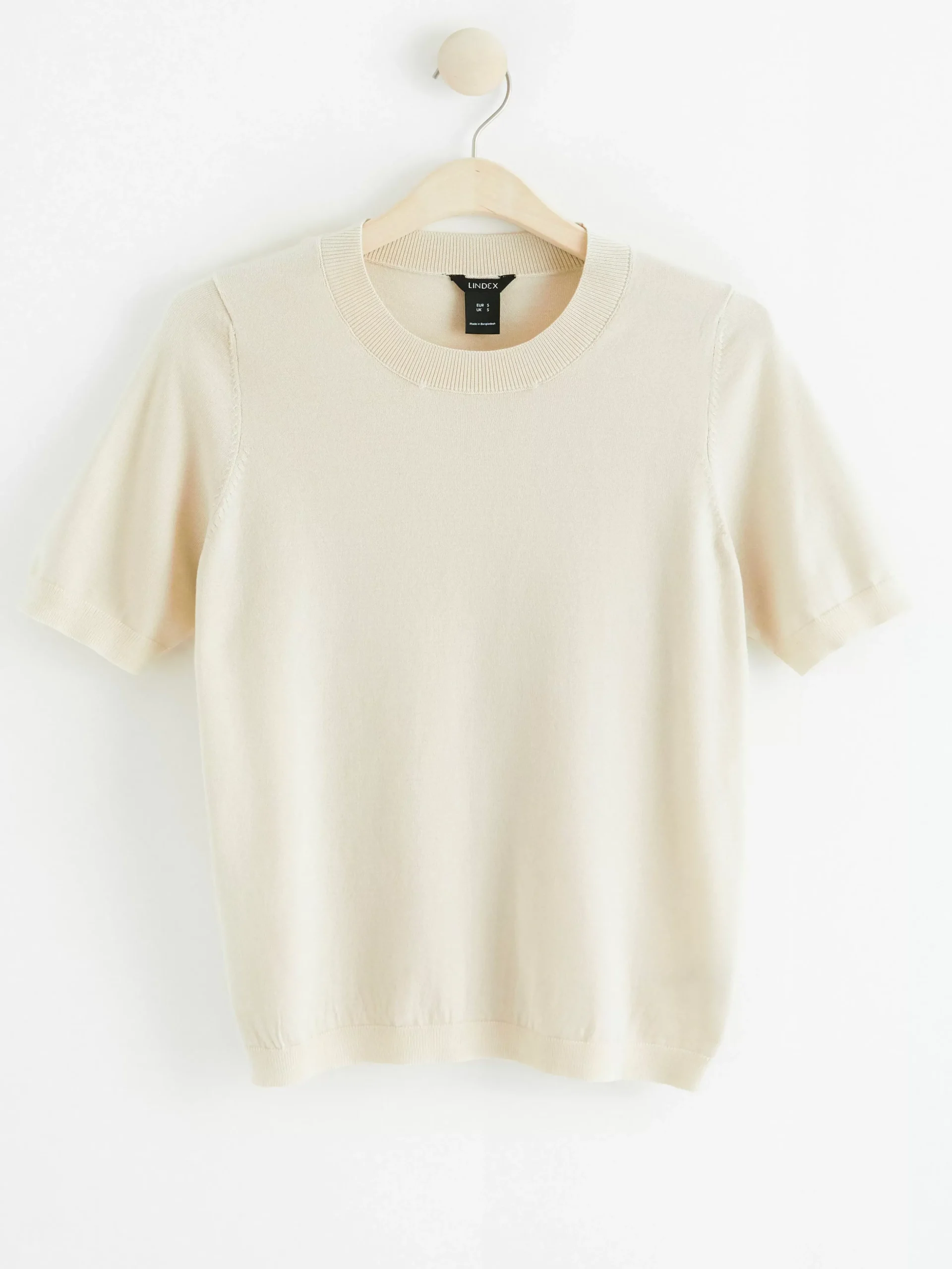 Tröjor & Cardigans>Lindex Finstickad Troja Med Kort Arm Light Beige