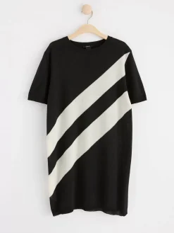 Toppar & T-Shirts>Lindex Finstickad Tunika Med Kort Arm Black