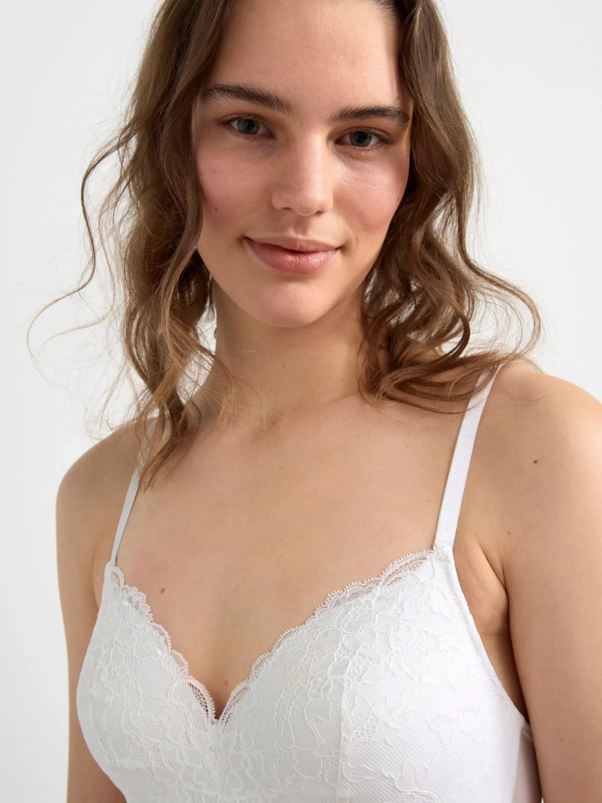Bh>Lindex Flora Bygellos Bh Med Spets White