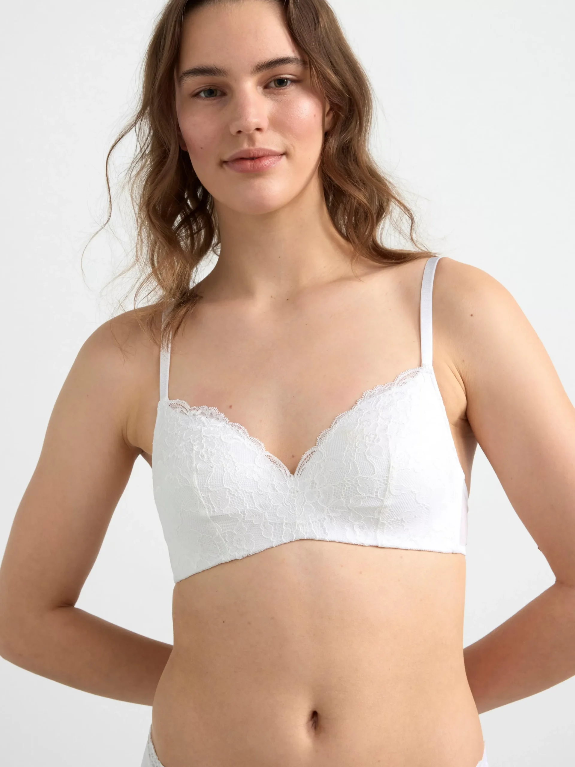 Bh>Lindex Flora Bygellos Bh Med Spets White